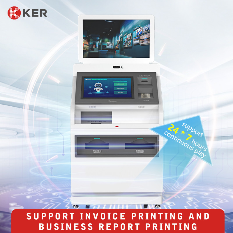 Latest company case about Color/Model Customization CE/FCC/ROHSFloor Standing Vertical Kiosk Machine Accept Cash Multifunction Self Service Print Terminal